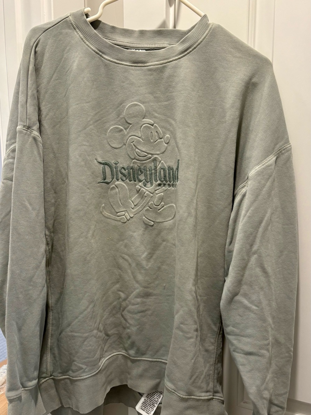 Disney unisex Embossed Mickey Crewneck Sweater - Sage Green